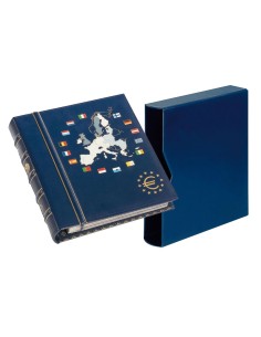 ALBUM PARA MONEDAS PREMIUM IMITACION PIEL AZUL CON CAJETIN 