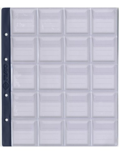 HOJA ALBUM MONEDAS PREMIUM 20 COMPARTIMENTOS FILABO CON HOJA CARTULINA IMPRESA PARA ANOTACIONES