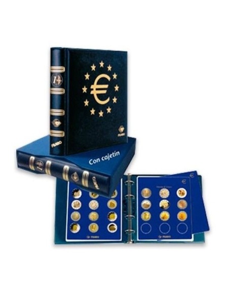 Album Numis skay azul Filabo con cajetín + 6 hojas monedas 2 Euro