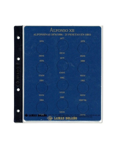 ALBUM FILABO ALFONSINAS ORO 25 PESETAS - ALFONSO XII - COLOR AZUL