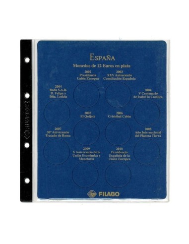 FILABO HOJA MONEDAS 12 EURO ESPAÑA 2002/2010