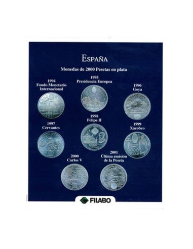 ALBUM MONEDAS ESPAÑA 2000 PTS. 12, 20 Y 30 EUROS FILABO NUMIS JUNIOR CON CAJETIN