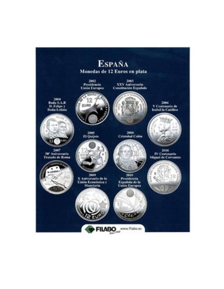 ALBUM MONEDAS ESPAÑA 2000 PTS. 12, 20 Y 30 EUROS FILABO NUMIS JUNIOR CON CAJETIN